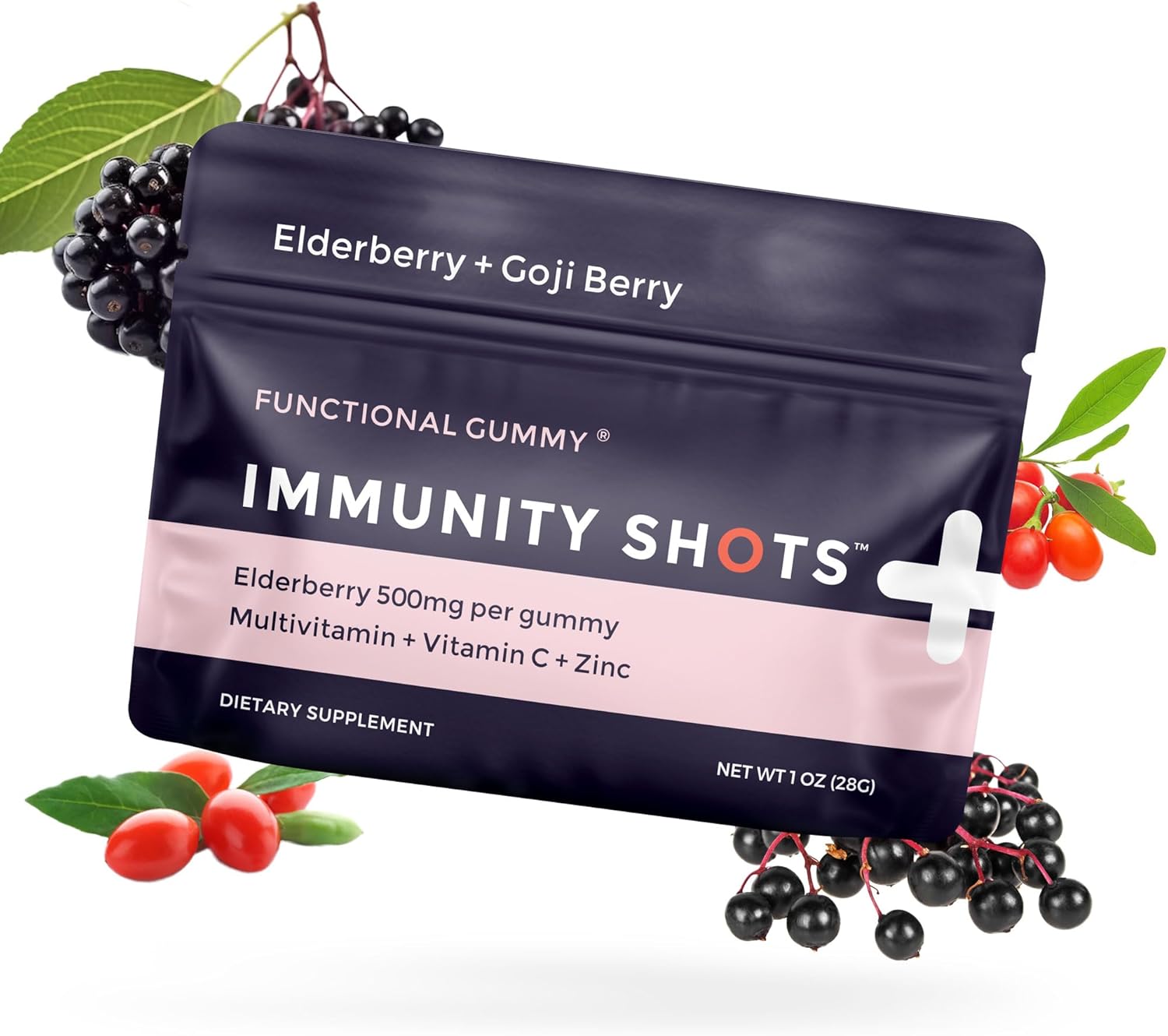 Plant-Based Elderberry & Goji Berry Immunity Gummy Shots (12-Pack) - 500mg Multivitamin Support for Immune System - Vegan & Gluten-Free - Made in USA by Seattle Gummy Co.
