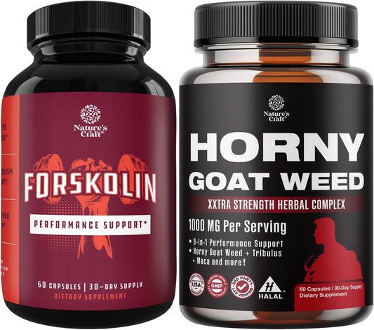Plant-Based Energy Bundle: Pure Forskolin Extract & Horny Goat Weed Complex for Enhanced Stamina & Energy in Adults