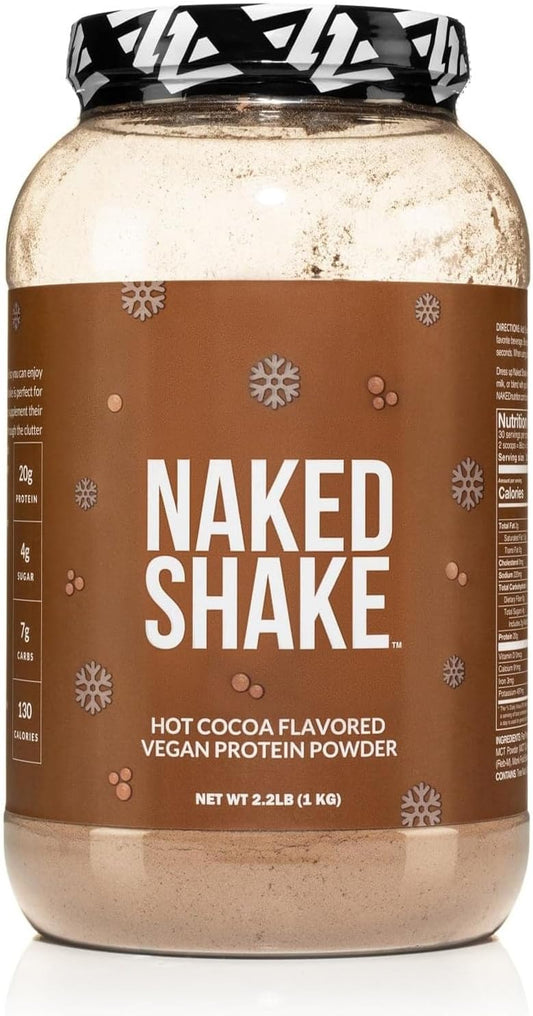 Plant-Based Hot Cocoa Protein Shake with MCT Oil - Naked Nutrition Shake Powder - 30 Servings - Gluten-Free & Soy-Free