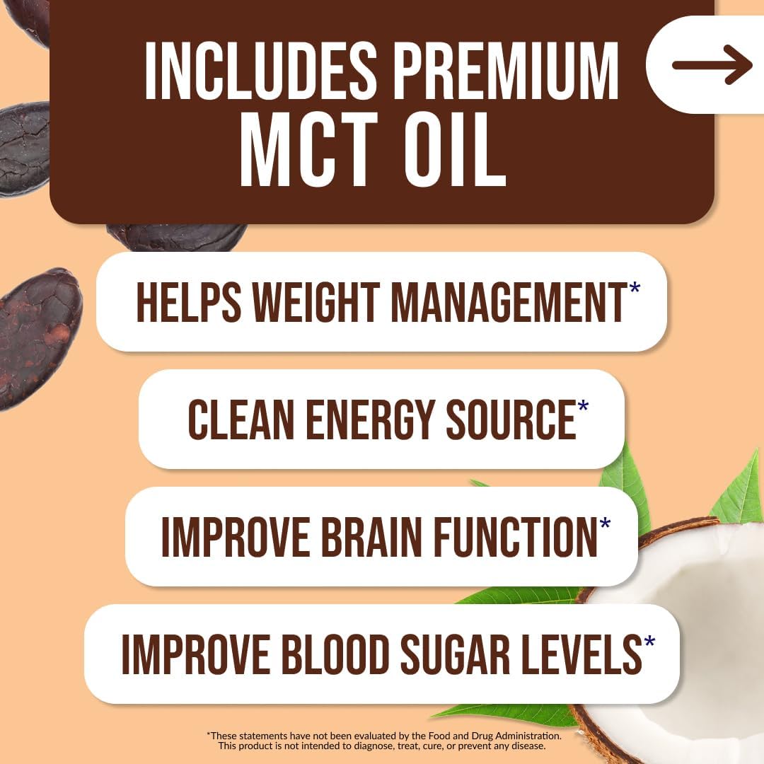Plant-Based Hot Cocoa Protein Shake with MCT Oil - Naked Nutrition Shake Powder - 30 Servings - Gluten-Free & Soy-Free