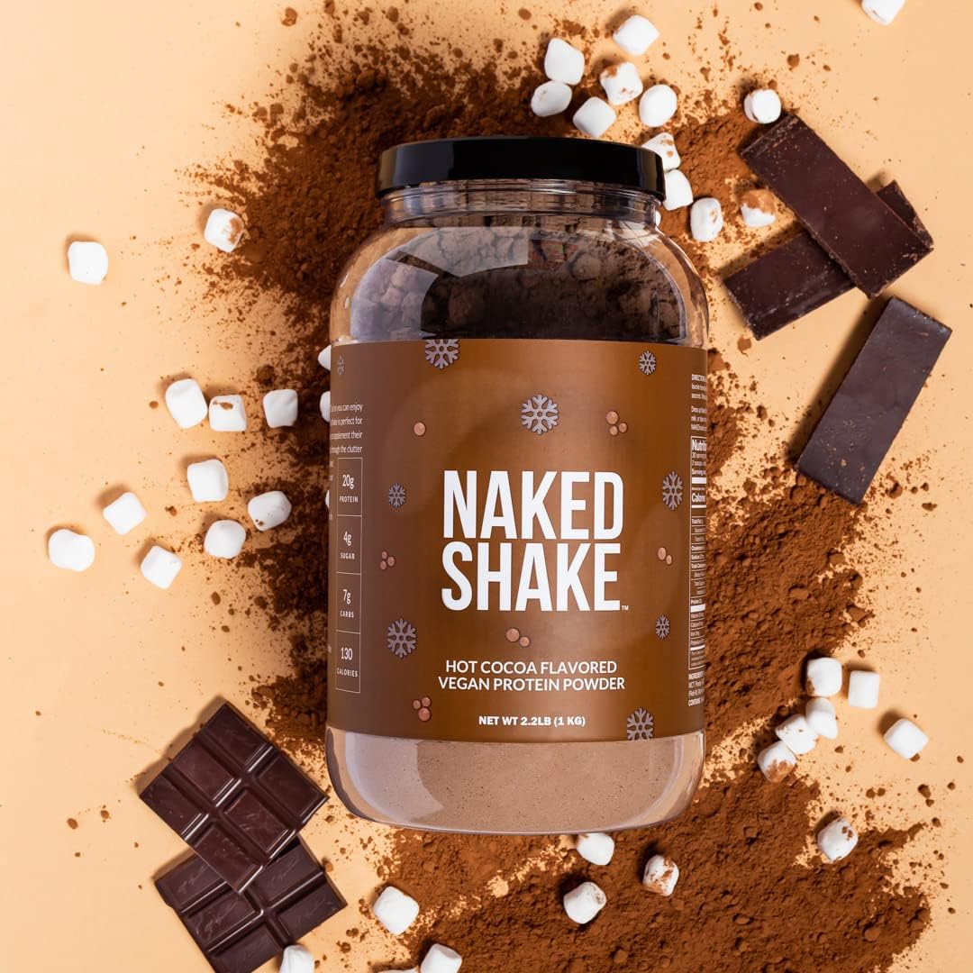 Plant-Based Hot Cocoa Protein Shake with MCT Oil - Naked Nutrition Shake Powder - 30 Servings - Gluten-Free & Soy-Free