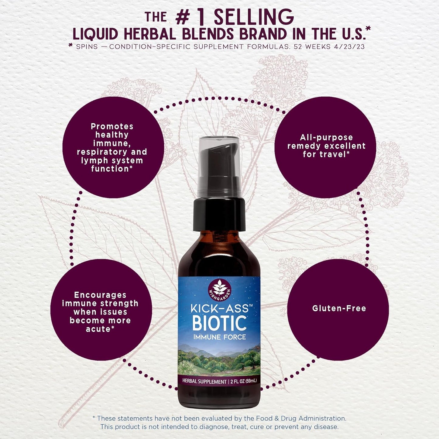 Plant-Based Immune Support Formula with Usnea, Hops, Echinacea & Goldenseal - 2oz