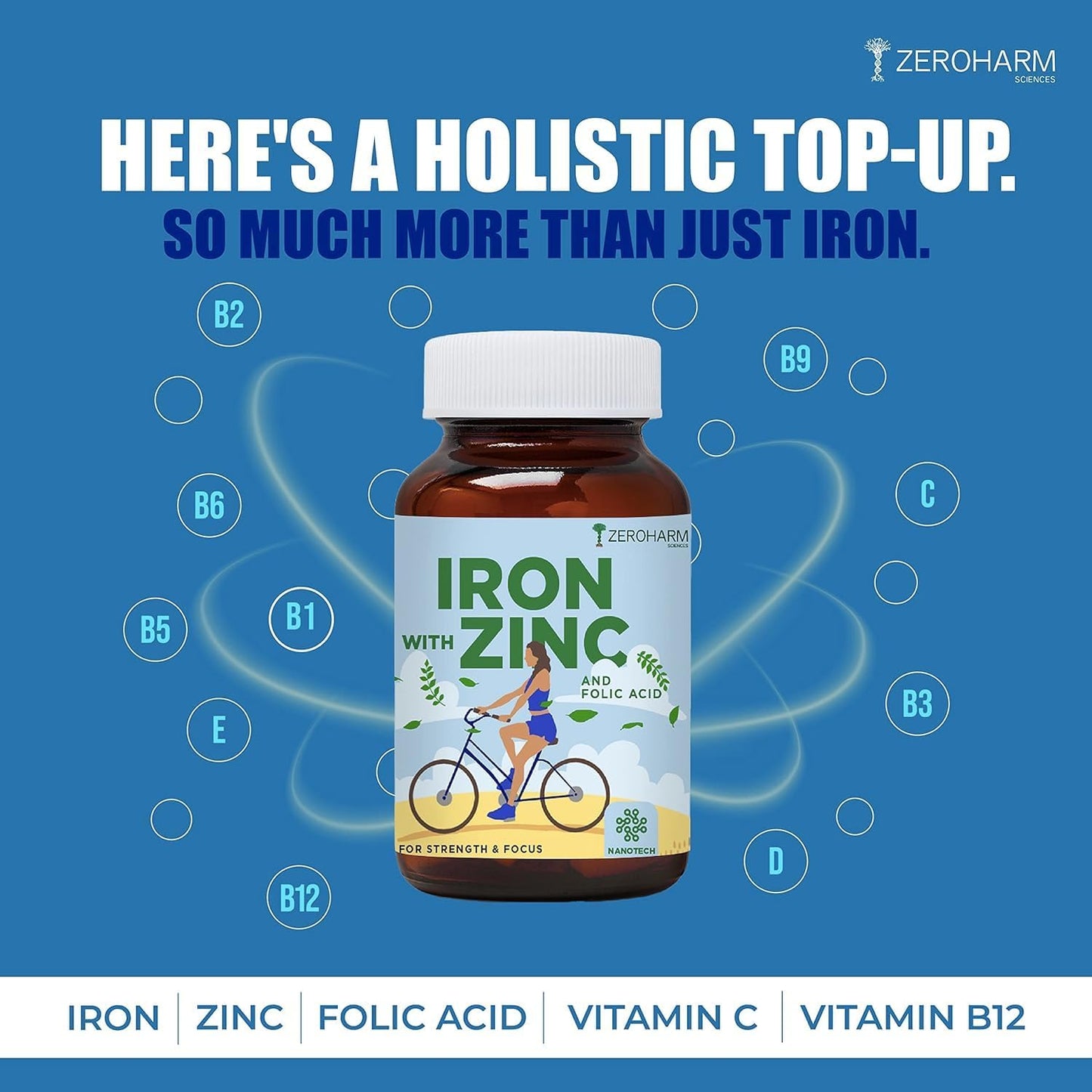 Plant-Based Iron Folic Zinc Tablets for Anemia and Strength, with Added Benefits for Brain Function