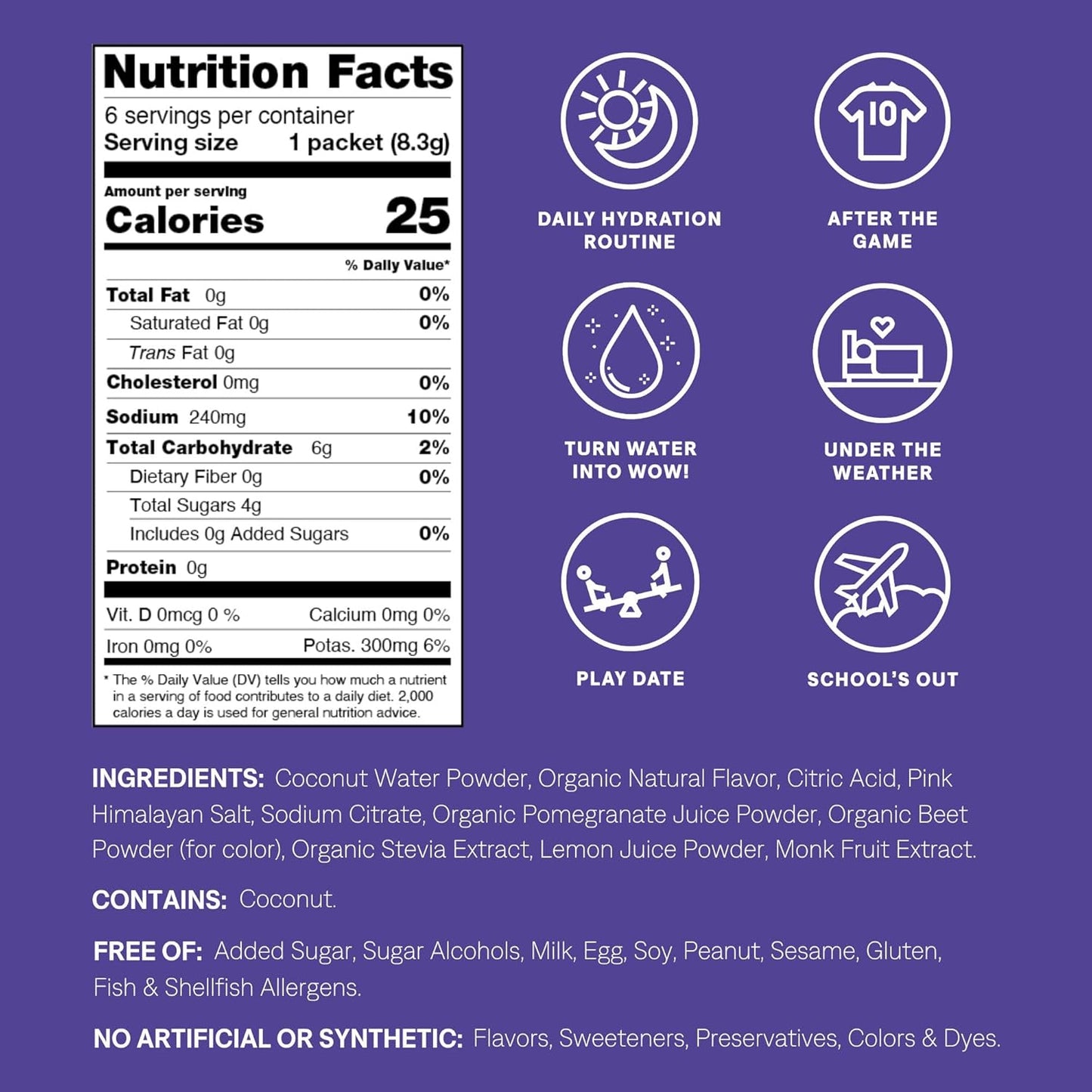 Plant-Based Kids Electrolyte Drink Mix - Pediatrician Formulated Hydration | No Sugar, Non-GMO, Gluten-Free | Mixed Berry - 6 Packets - BoostGo Australia