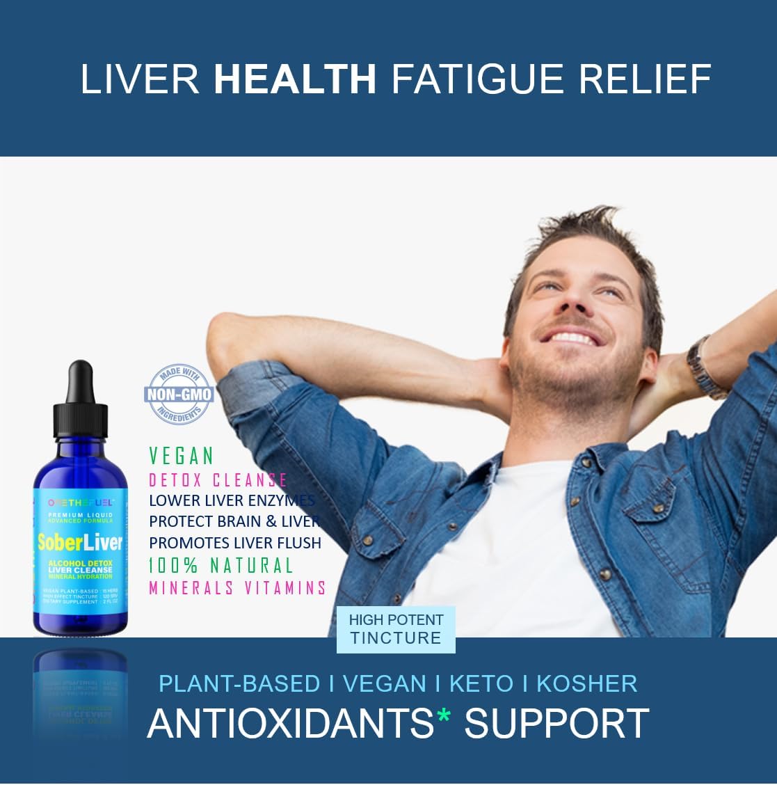 Plant-Based Liver Cleanse and Detox Support + Natural Hydration Supplement 2oz Liquid Tincture - Reishi, Milk Thistle, Rhodiola + Vegan 15 Herbals Liver Health Boost