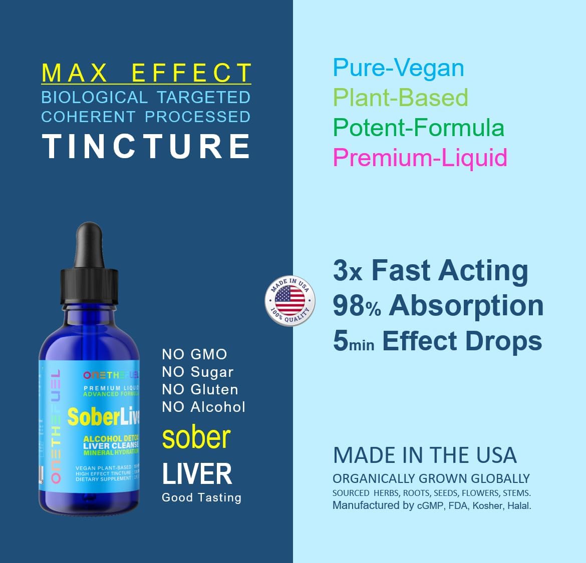 Plant-Based Liver Cleanse and Detox Support + Natural Hydration Supplement 2oz Liquid Tincture - Reishi, Milk Thistle, Rhodiola + Vegan 15 Herbals Liver Health Boost