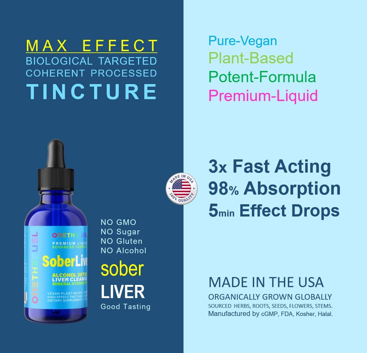Plant-Based Liver Cleanse and Detox Support + Natural Hydration Supplement 2oz Liquid Tincture - Reishi, Milk Thistle, Rhodiola + Vegan 15 Herbals Liver Health Boost