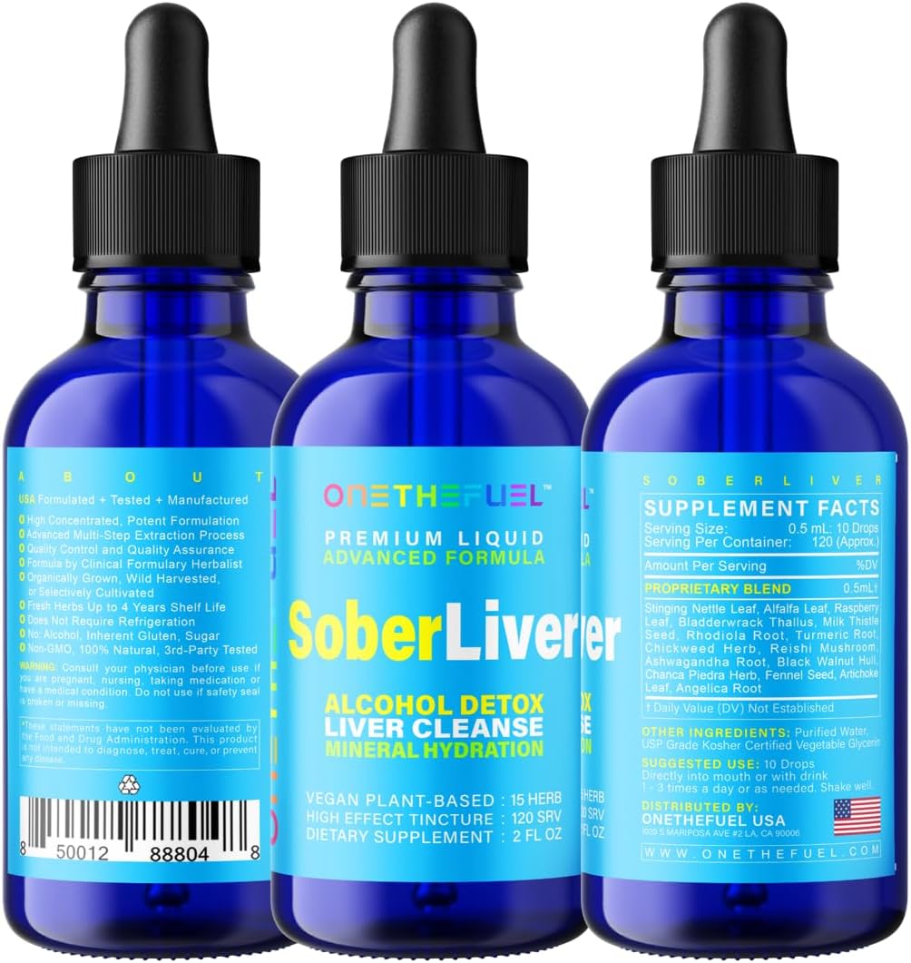 Plant-Based Liver Cleanse and Detox Support + Natural Hydration Supplement 2oz Liquid Tincture - Reishi, Milk Thistle, Rhodiola + Vegan 15 Herbals Liver Health Boost