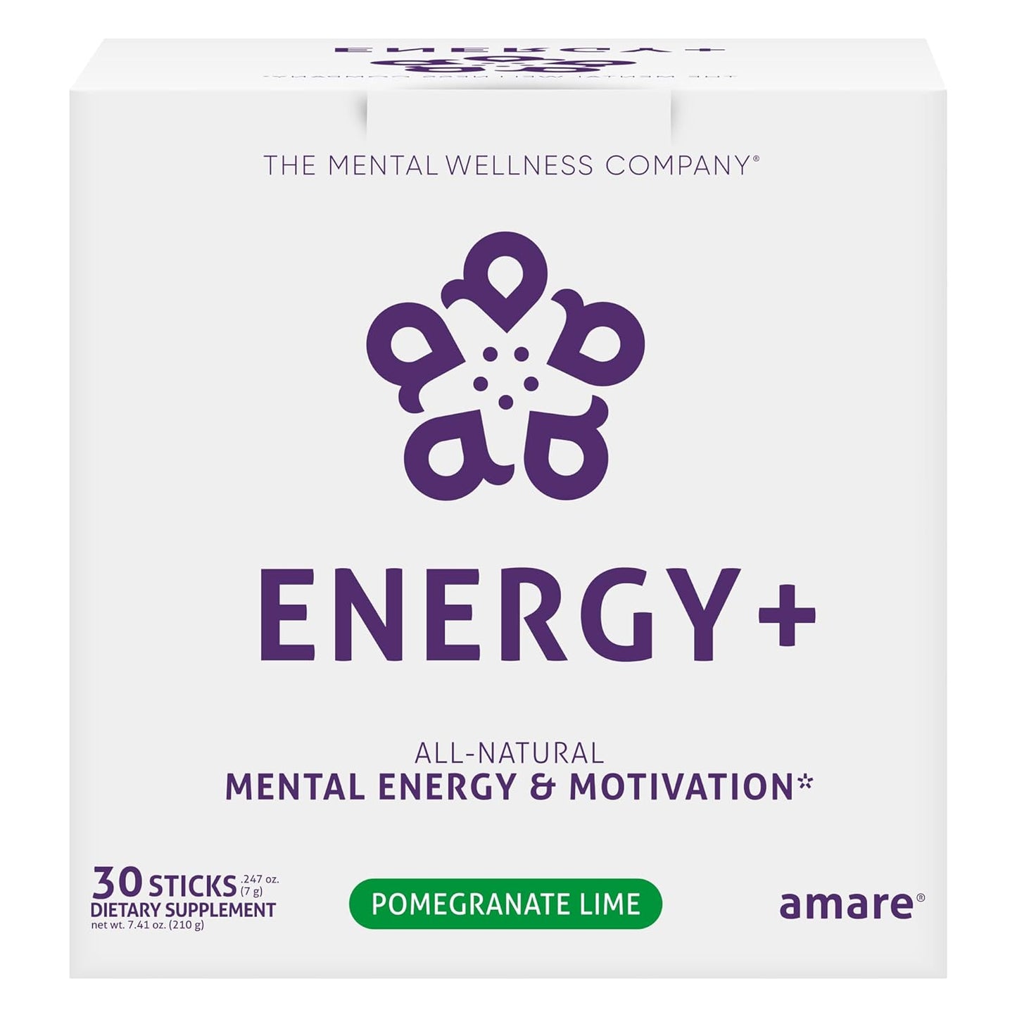 Plant-based Mental Energy & Motivation Drink with Pomegranate Lime Flavor - 30 Sticks by Amare Global Energy+