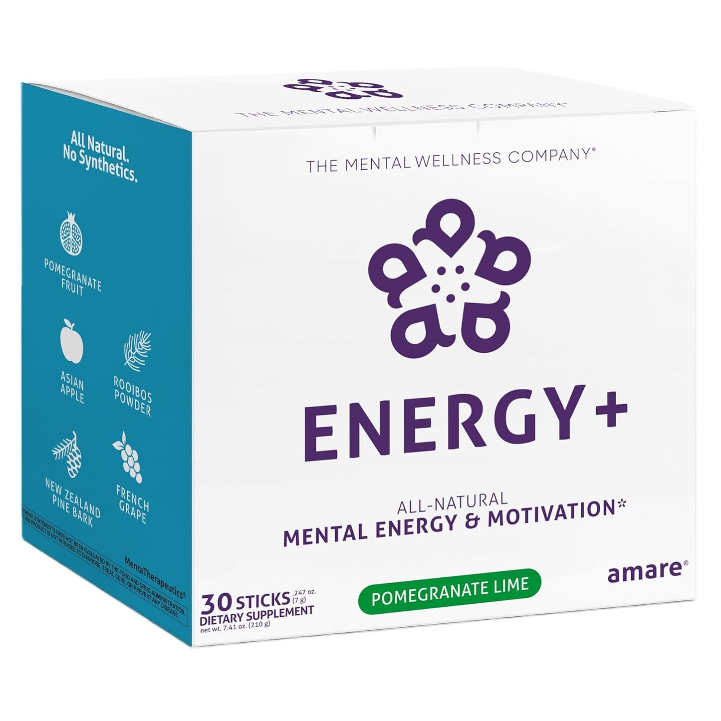 Plant-based Mental Energy & Motivation Drink with Pomegranate Lime Flavor - 30 Sticks by Amare Global Energy+