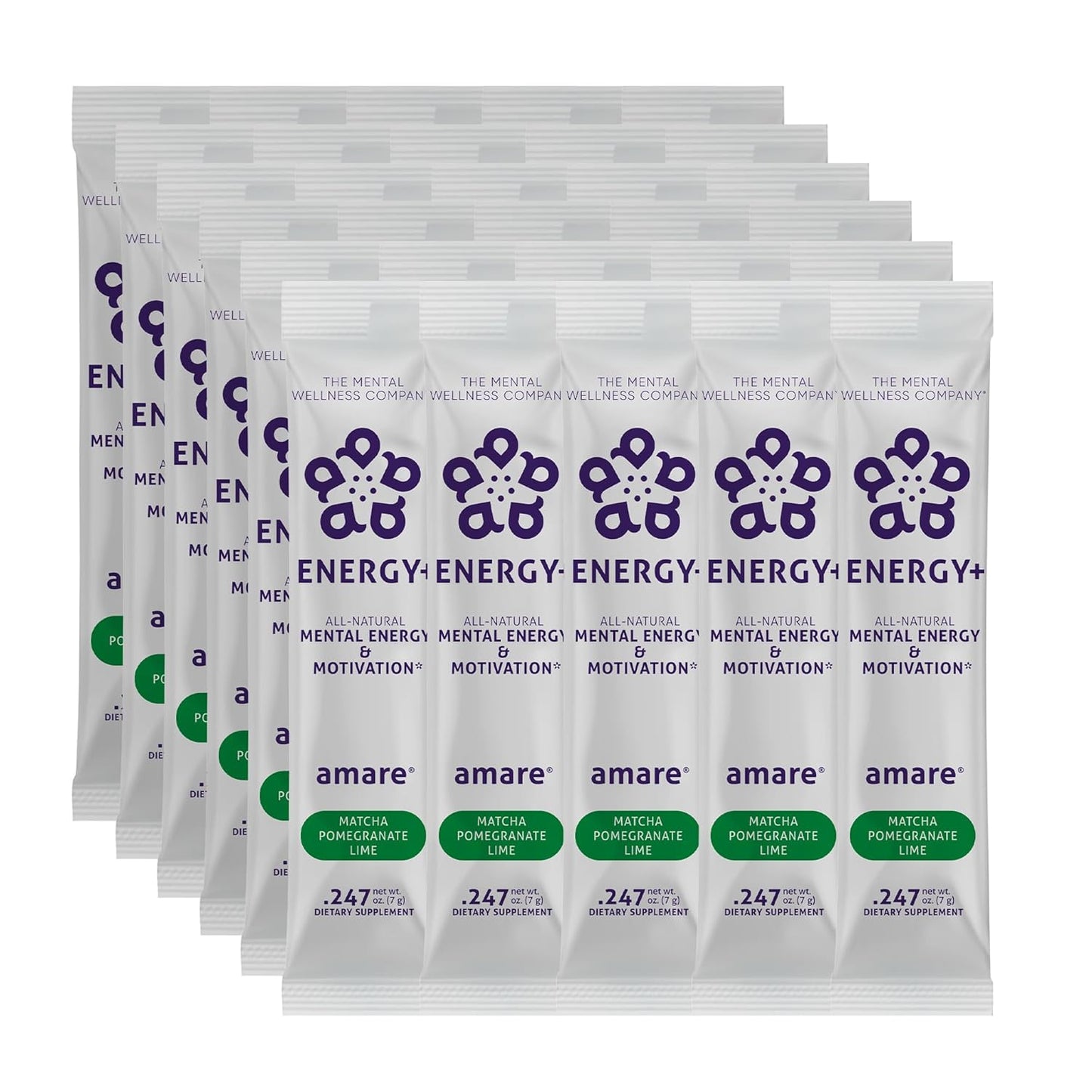 Plant-based Mental Energy & Motivation Drink with Pomegranate Lime Flavor - 30 Sticks by Amare Global Energy+