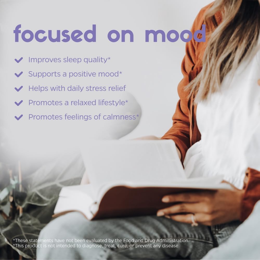 Plant-Based Mood Support Supplement with Ashwagandha, 5-HTP, Lavender, Mucuna, L-tryptophan for Stress Relief, Emotion Balance, and Positivity - 60 Capsules