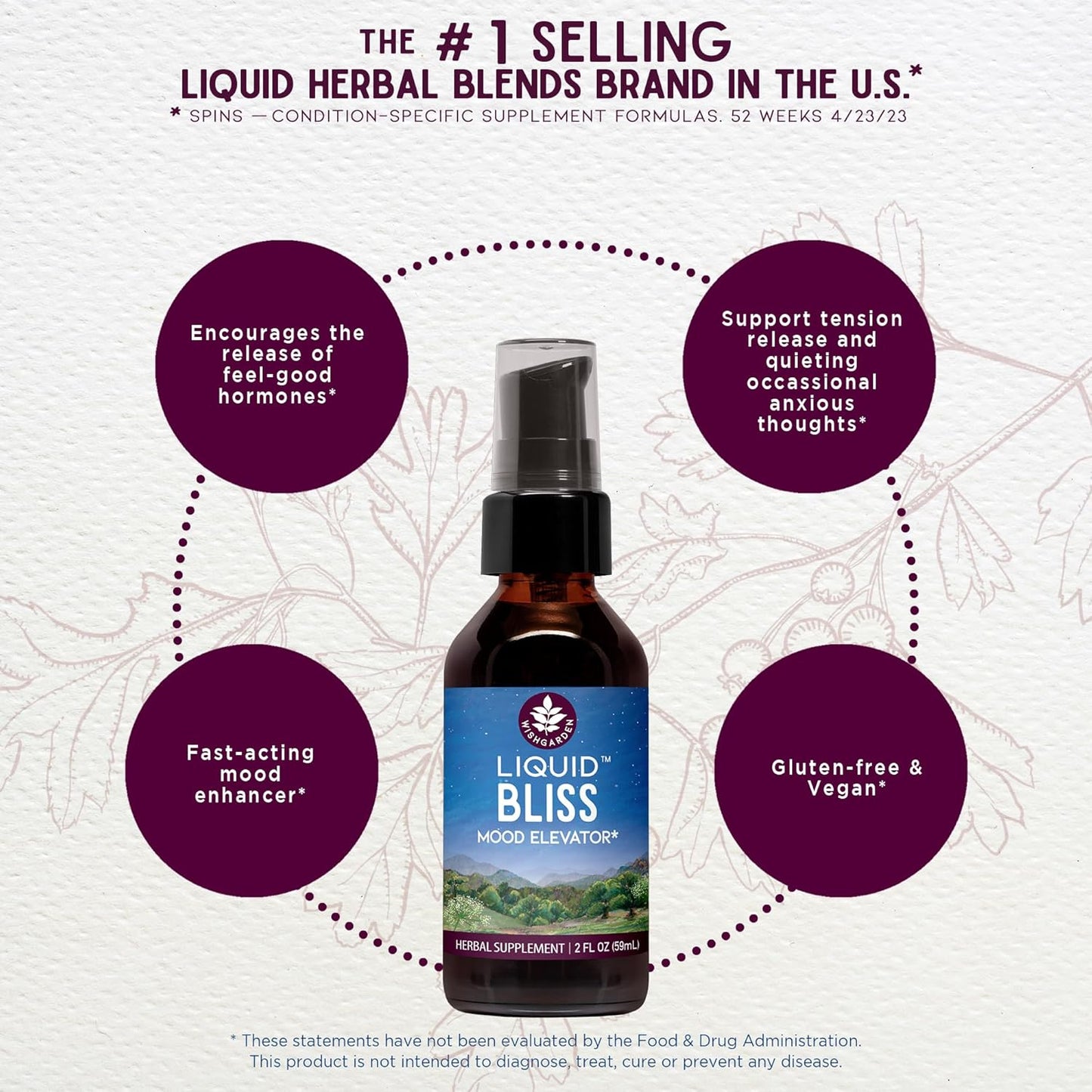 Plant-Based Mood Support Supplement with Organic Cacao - Natural Mood Booster with Passionflower for Increased Connection - 2oz Liquid Bliss Mood Elevator by WishGarden Herbs - BoostGo Australia