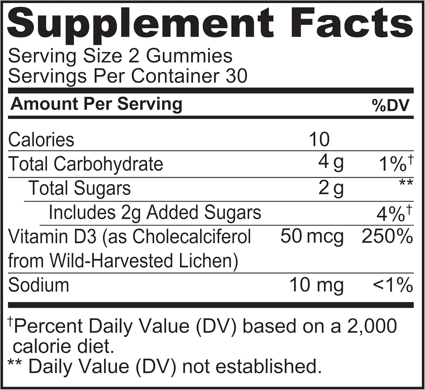 Plant-Based NATURELO Vegan D3 Gummies with 2000 IU Vitamin D3 for Bone, Teeth, & Immune Health - 60 Vegan-Friendly Gummies
