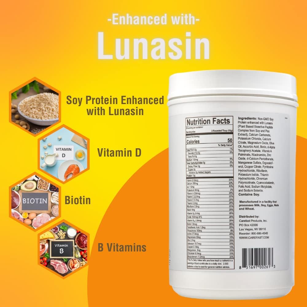 Plant-Based Non-GMO Soy Protein Powder Drink Mix - Natural Flavored - 2lb Tub - 13g Protein - Low Carb Vegan Shakes & Smoothies