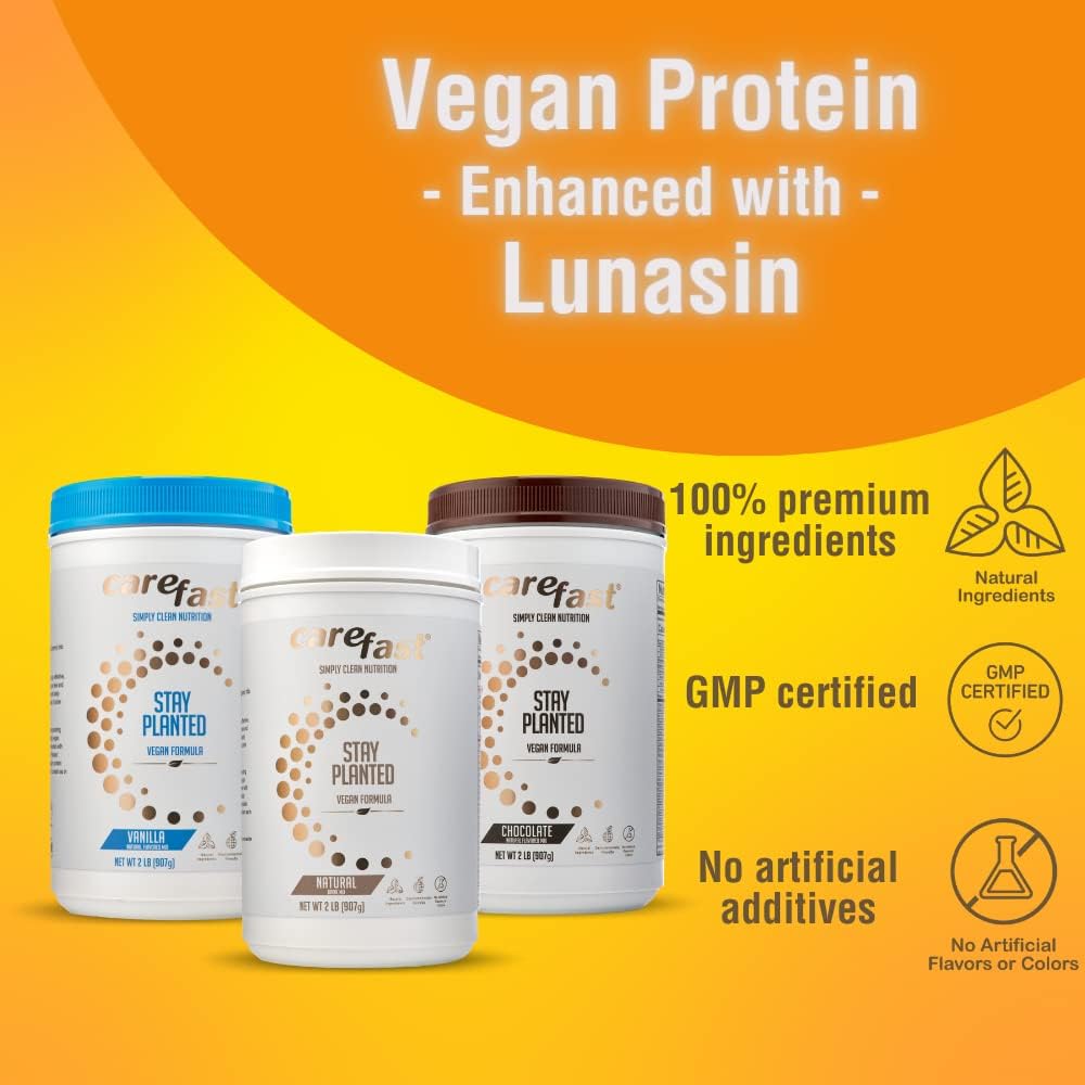 Plant-Based Non-GMO Soy Protein Powder Drink Mix - Natural Flavored - 2lb Tub - 13g Protein - Low Carb Vegan Shakes & Smoothies