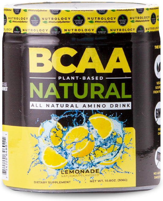 Plant-Based Nutrology BCAA Powder - Lemonade Flavor, 2:1:1 Amino Acids for Pre & Post Workout Recovery, Vegan, Gluten-Free, Non-GMO - 30 Servings - BoostGo Australia