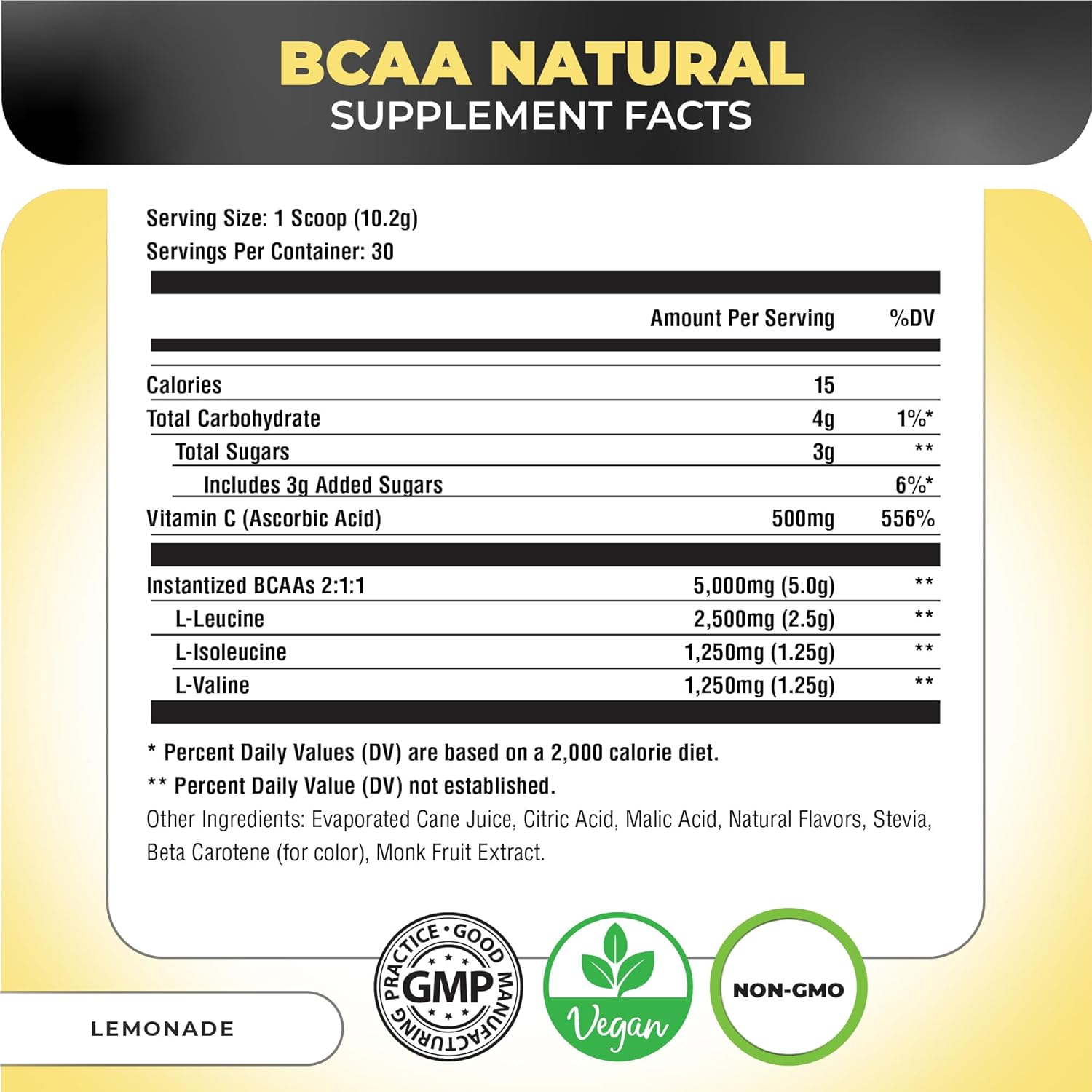 Plant-Based Nutrology BCAA Powder - Lemonade Flavor, 2:1:1 Amino Acids for Pre & Post Workout Recovery, Vegan, Gluten-Free, Non-GMO - 30 Servings - BoostGo Australia
