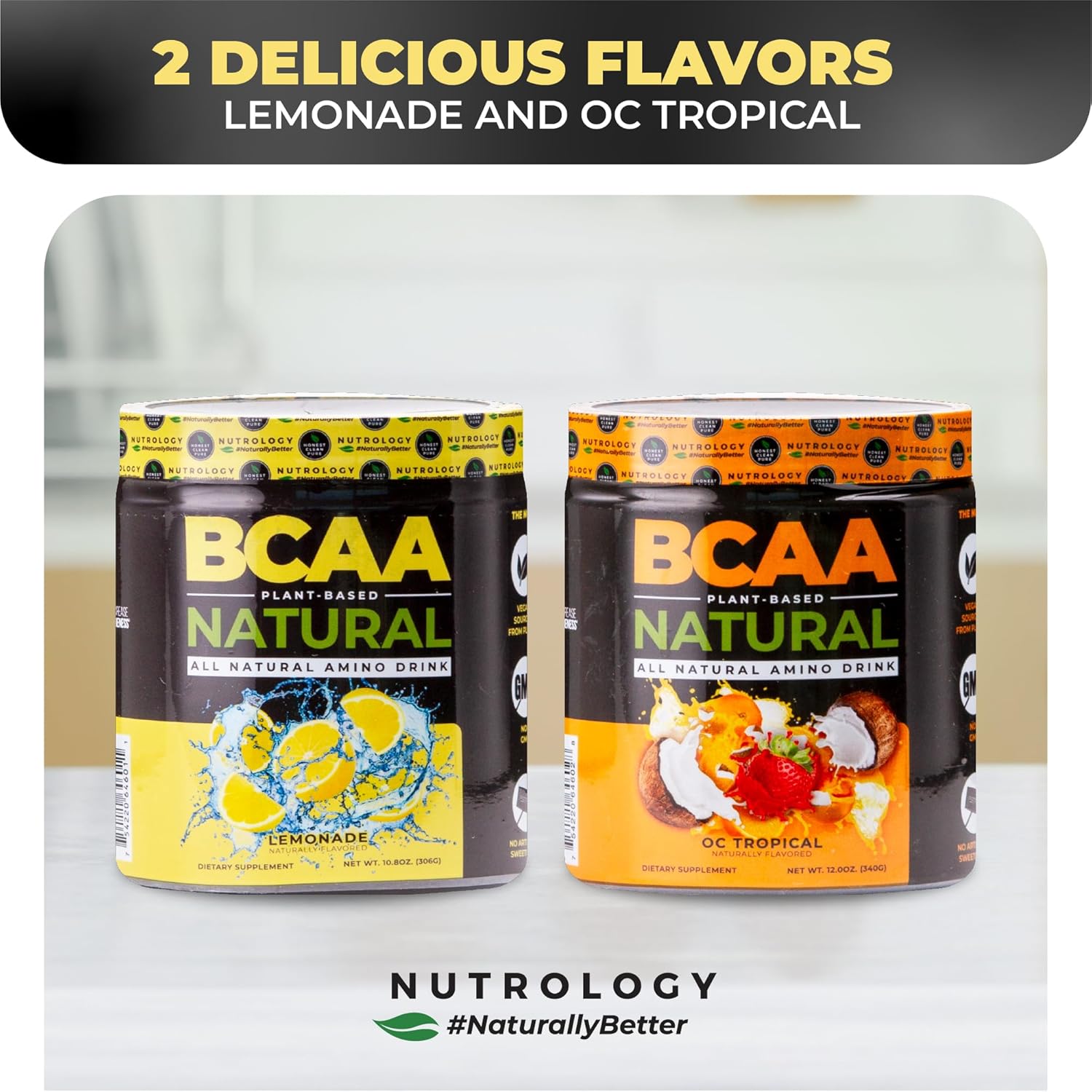 Plant-Based Nutrology BCAA Powder - Lemonade Flavor, 2:1:1 Amino Acids for Pre & Post Workout Recovery, Vegan, Gluten-Free, Non-GMO - 30 Servings - BoostGo Australia