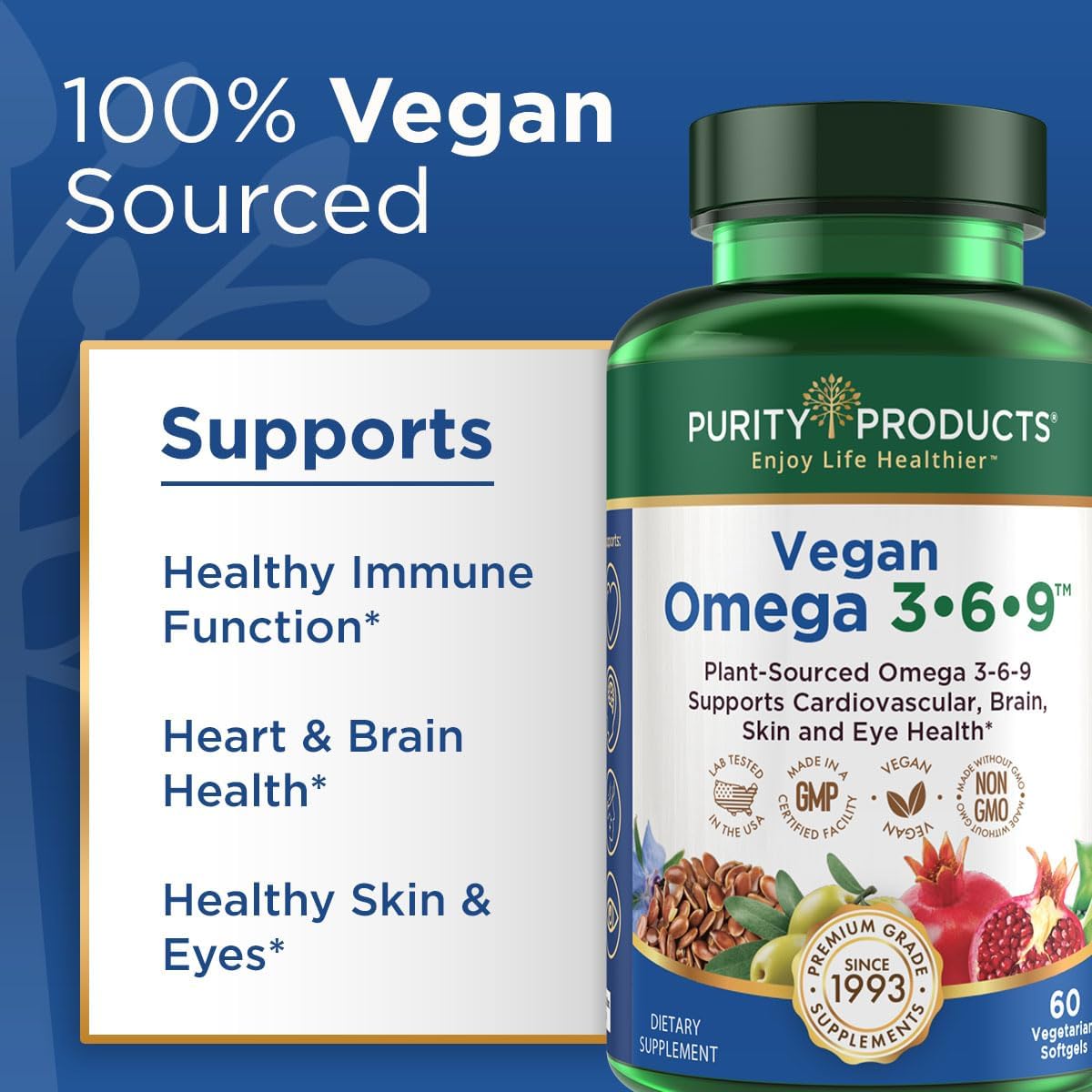 Plant-Based Omega 3-6-9 Bundle with Vegan Collagen Builder - Essential Fatty Acids and Key Ingredients for Collagen Production
