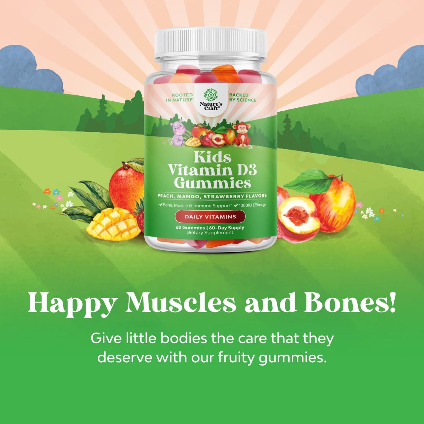 Plant Based Omega 3 and Vitamin D Gummy Bundle for Kids - Vision, Immunity, Focus, Muscle, Teeth, Bone Health - Chewable Immune Support for Toddlers - BoostGo Australia