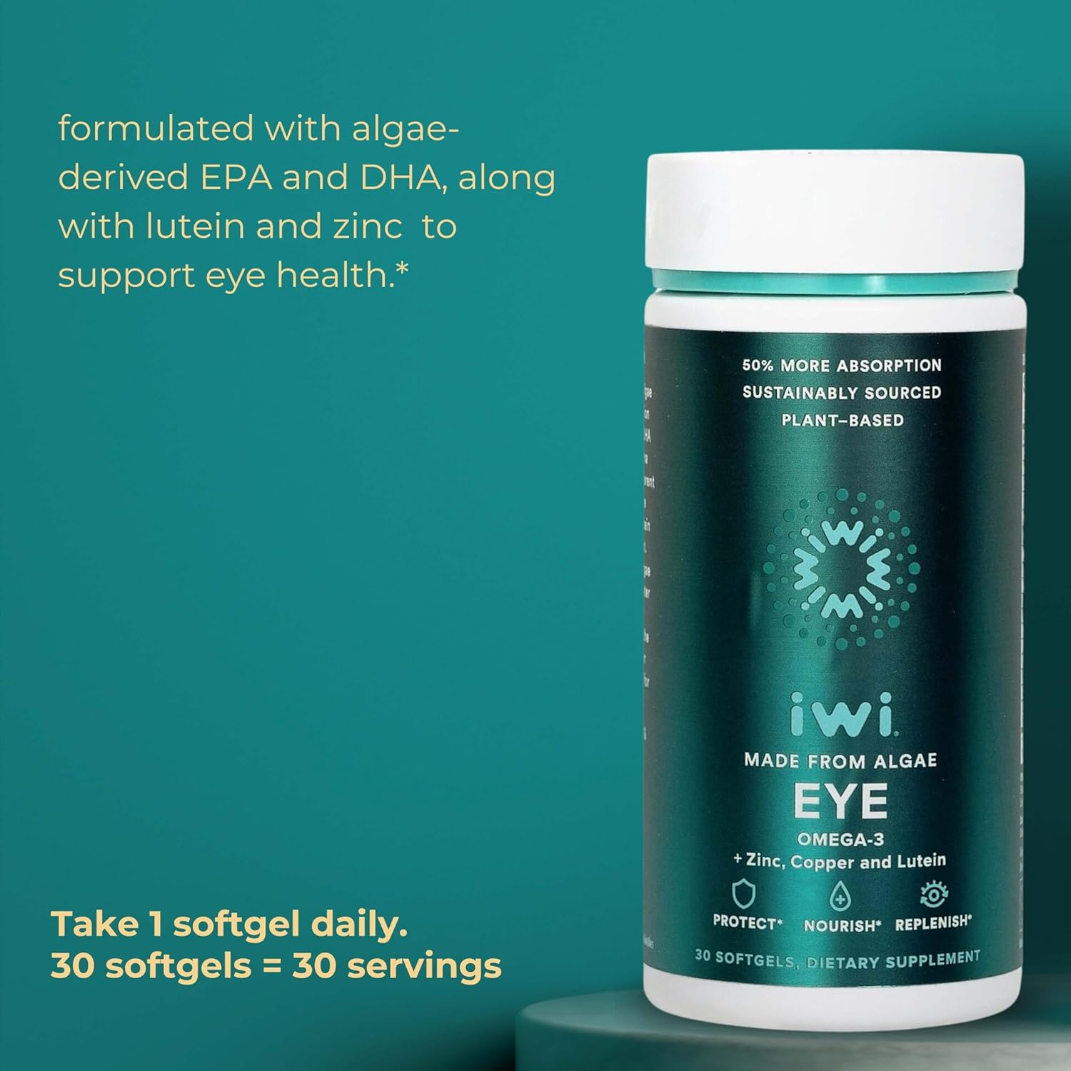 Plant-Based Omega-3 Bundle for Brain & Eye Health, 30 Servings, Vegan Algae Oil with EPA + DHA, Krill & Fish Oil Alternative