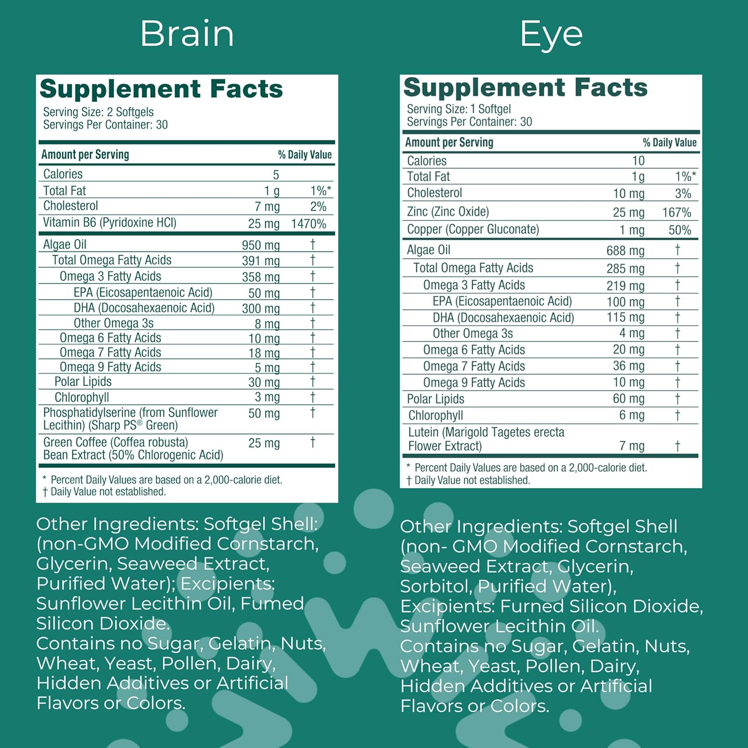 Plant-Based Omega-3 Bundle for Brain & Eye Health, 30 Servings, Vegan Algae Oil with EPA + DHA, Krill & Fish Oil Alternative