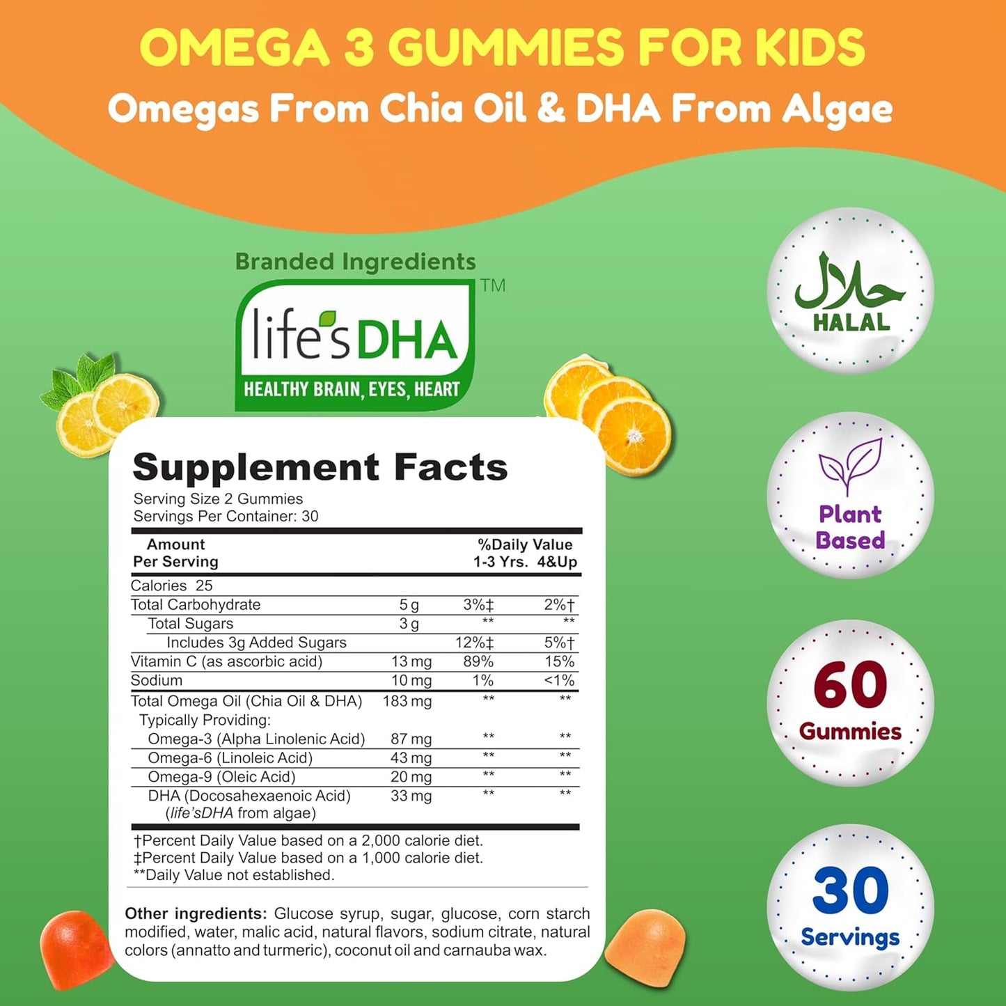Plant-Based Omega 3 DHA Gummies for Kids - 30 Servings - Gluten Free & Non-GMO Omega 3 Gummies - Brain & Immune Support for Children - BoostGo Australia