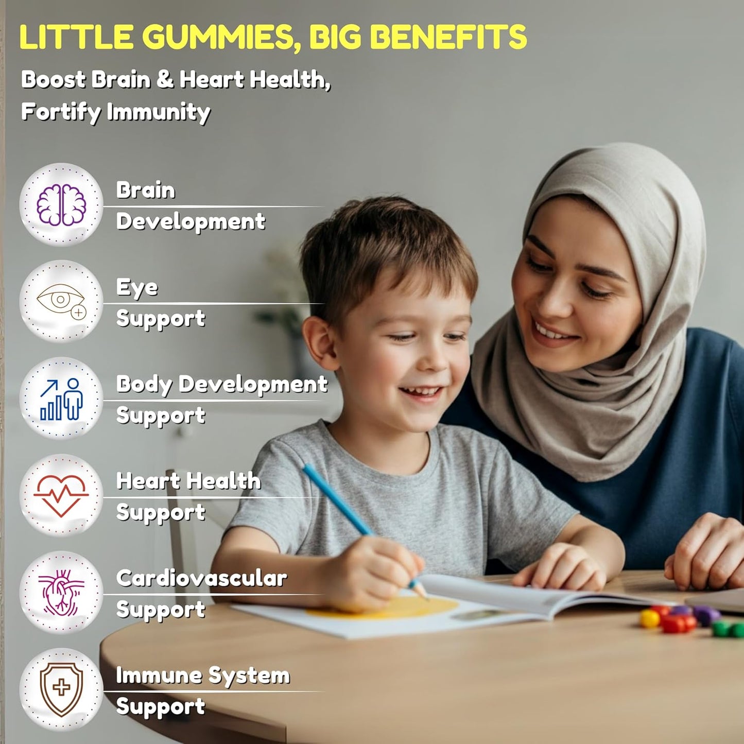 Plant-Based Omega 3 DHA Gummies for Kids - 30 Servings - Gluten Free & Non-GMO Omega 3 Gummies - Brain & Immune Support for Children - BoostGo Australia