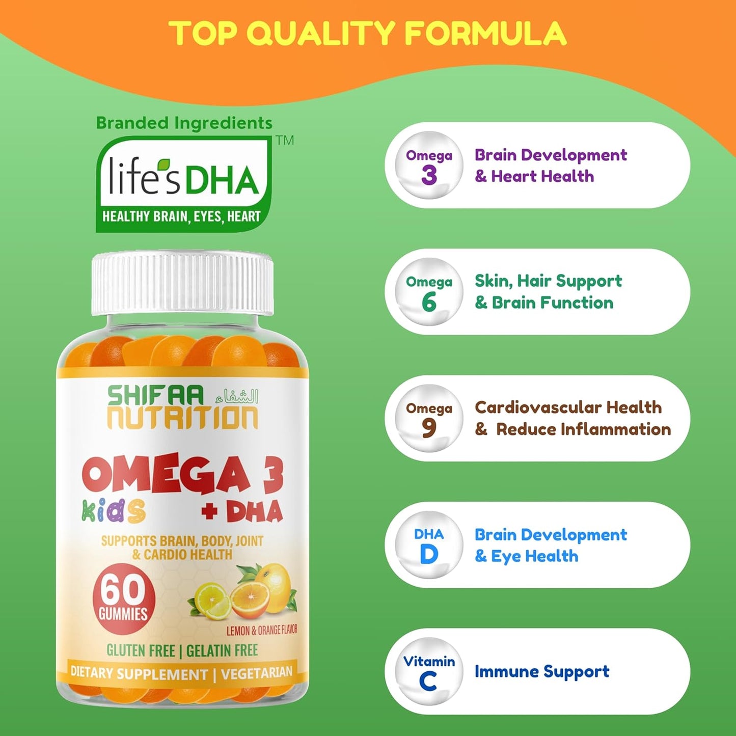 Plant-Based Omega 3 DHA Gummies for Kids - 30 Servings - Gluten Free & Non-GMO Omega 3 Gummies - Brain & Immune Support for Children - BoostGo Australia