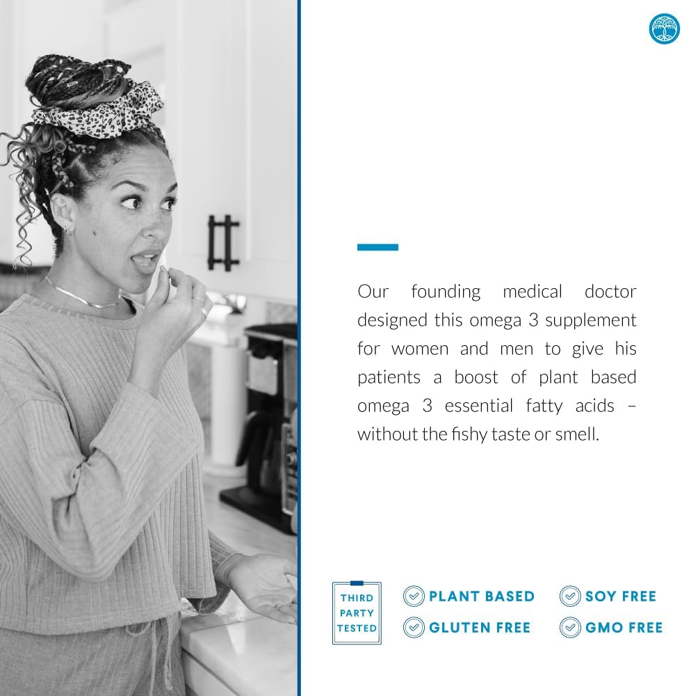 Plant-Based Omega-3 DHA Supplement with Organic Algae, Chia, and Flax Seed - Doctor's Choice, Third Party Tested, 30 Capsules, 1 Month Supply