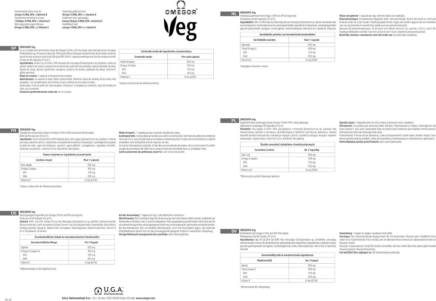 Plant-Based Omega-3 Supplement with Algal Oil, Vitamin E - 60 Capsules, 250mg DHA, 125mg EPA - Vegan Society Certified