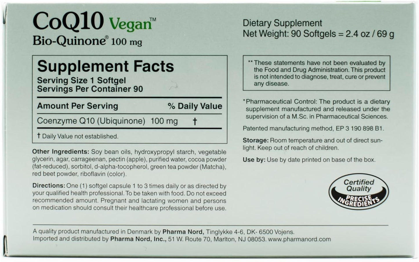 Plant-Based Pharma Nord CoQ10 Vegan Bio-Quinone Softgels - 100mg, 90ct - Non-GMO Heart Health & Energy Supplement