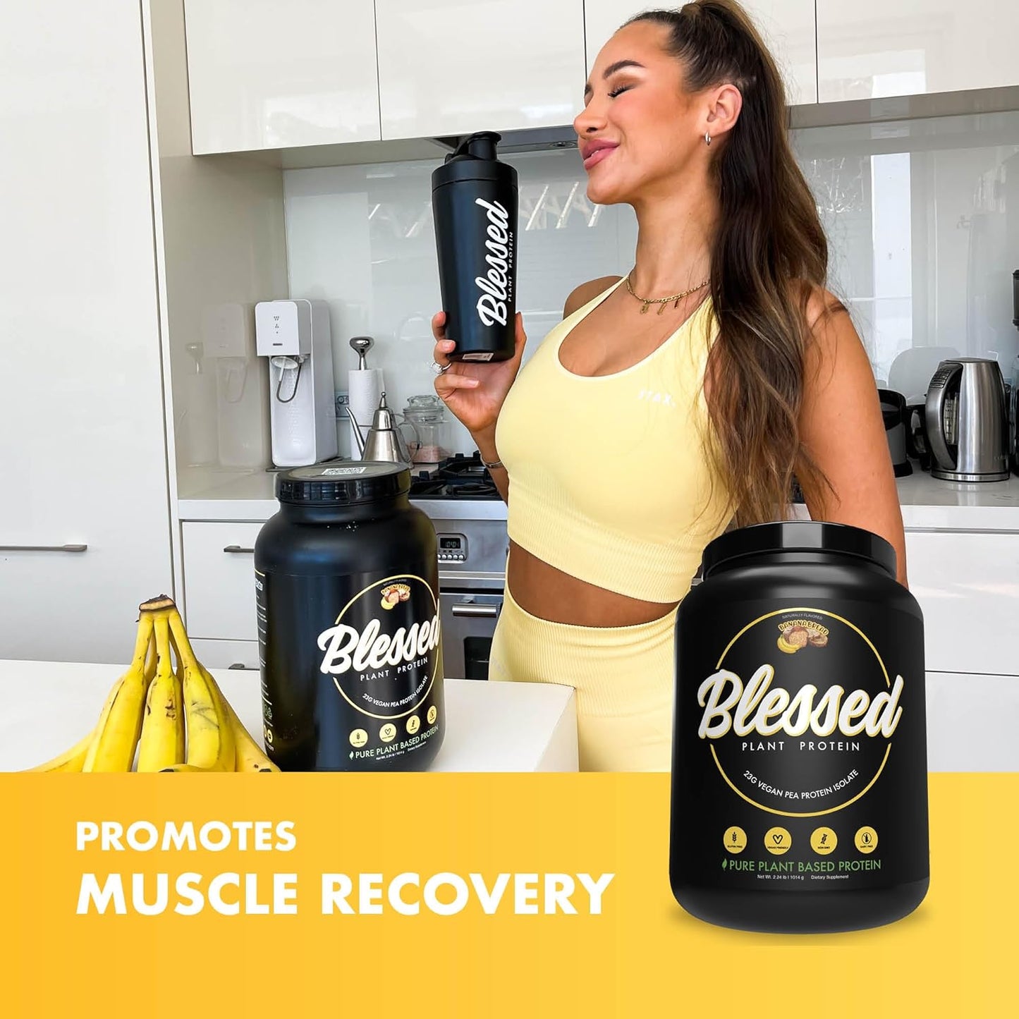 Plant Based Protein Powder Meal Replacement Shake - Vegan Protein Powder with 23g of Pea Protein, Dairy/Gluten/Soy Free, No Added Sugar - 30 Servings (Banana Bread)