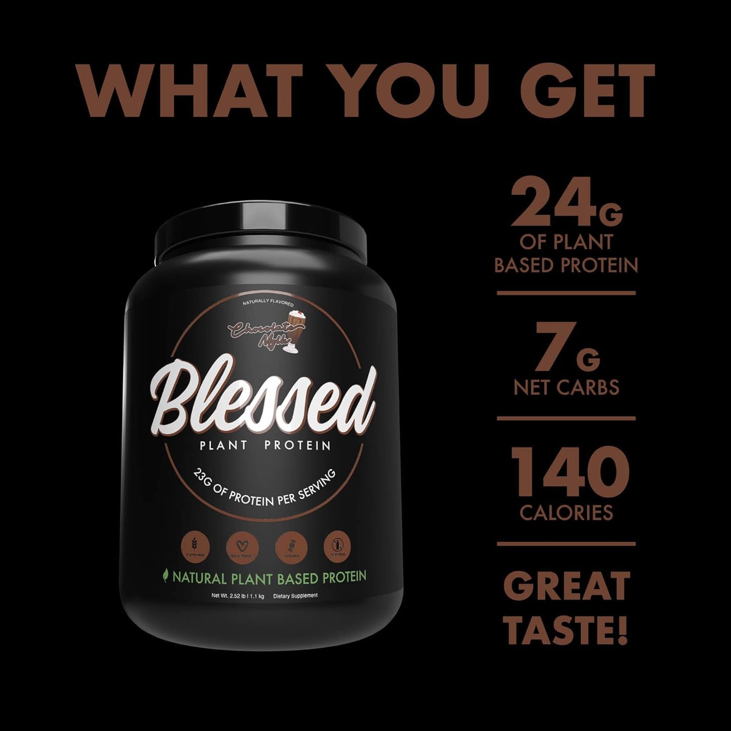 Plant-Based Protein Powder with 23g of Pea Protein - Dairy, Gluten, and Soy Free Meal Replacement Shake (30 Servings, Chocolate Flavor)