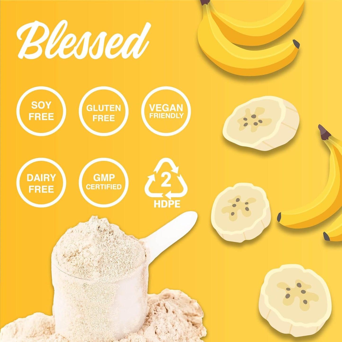Plant Based Protein Shake - Vegan Protein Powder with 23g of Pea Protein, Dairy/Gluten/Soy Free, No Added Sugar - 30 Servings (Banana Bread)