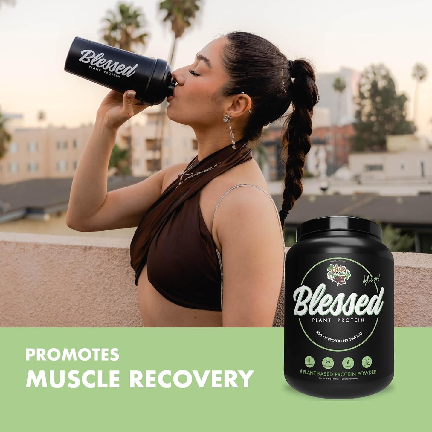 Plant Based Protein Shake Meal Replacement Powder - 23g of Pea Protein - Dairy & Gluten Free - No Added Sugar - Choc Peppermint Flavor - 30 Servings