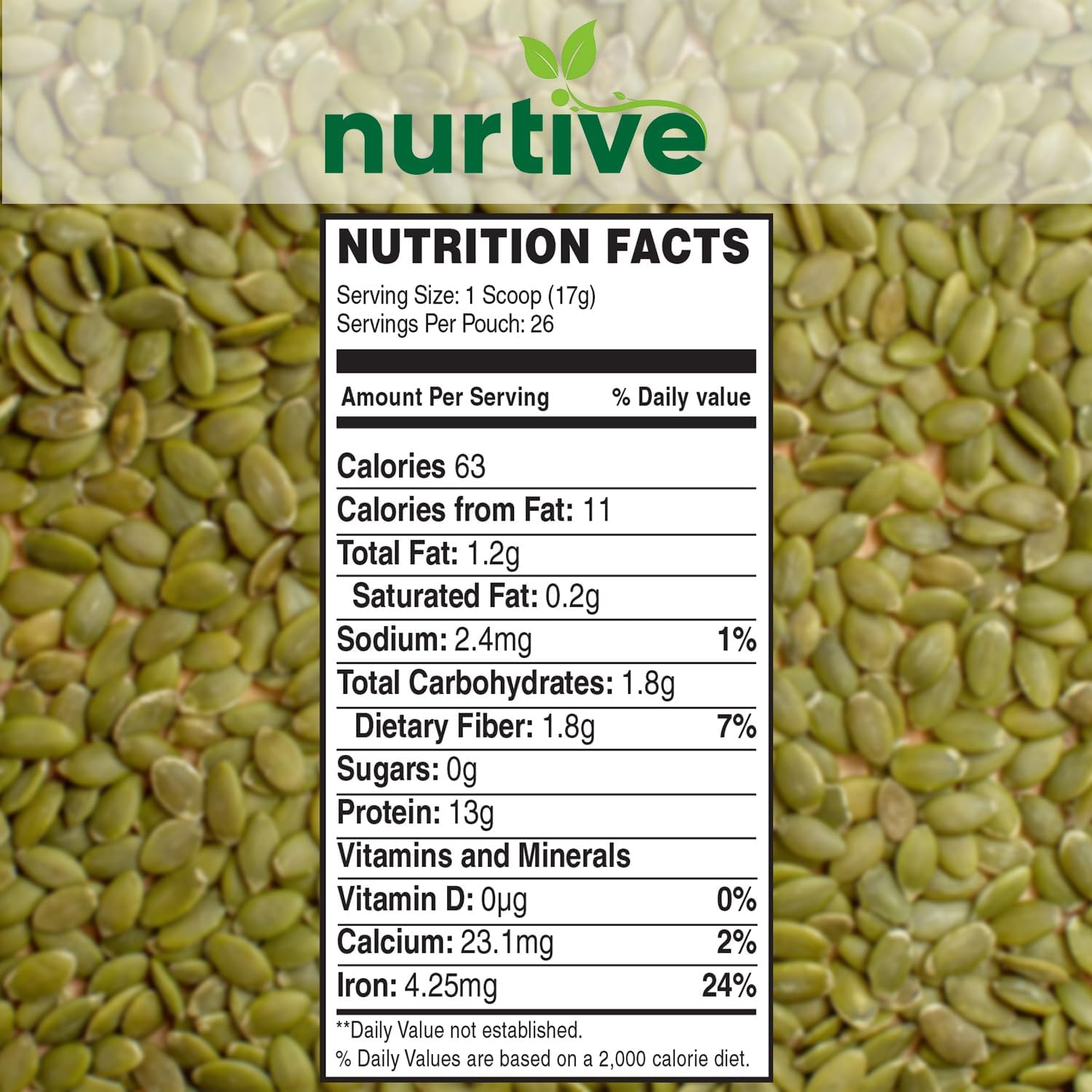 Plant-Based Pumpkin Seed Protein Powder with Essential Nutrients, Fiber & Amino Acids - Gluten Free, Non-GMO - Ideal for Smoothies, Baking, and Cooking - 26 Servings (16 oz)