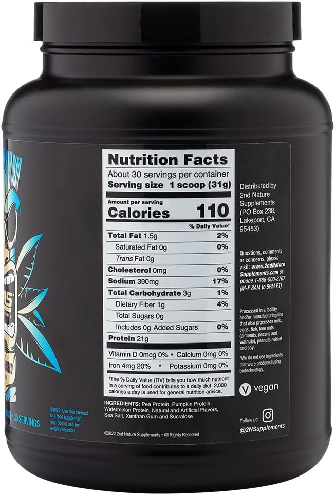 Plant-Based Vanilla Protein Powder - 2.2 LB, 30 Servings - 21G Vegan Protein & EAAs for Muscle Growth - No Added Sugars - Soy, Gluten, GMO-Free.