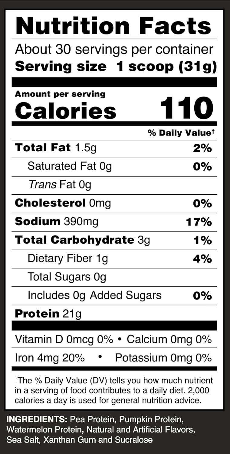 Plant-Based Vanilla Protein Powder - 2.2 LB, 30 Servings - 21G Vegan Protein & EAAs for Muscle Growth - No Added Sugars - Soy, Gluten, GMO-Free.