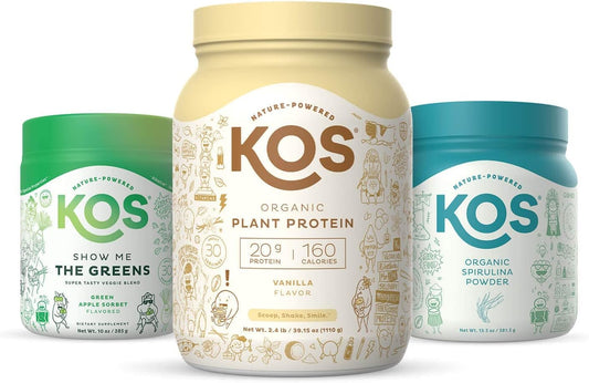 Plant-Based Vanilla Protein Powder, Organic Spirulina, and Greens Bundle for Immunity Boosting