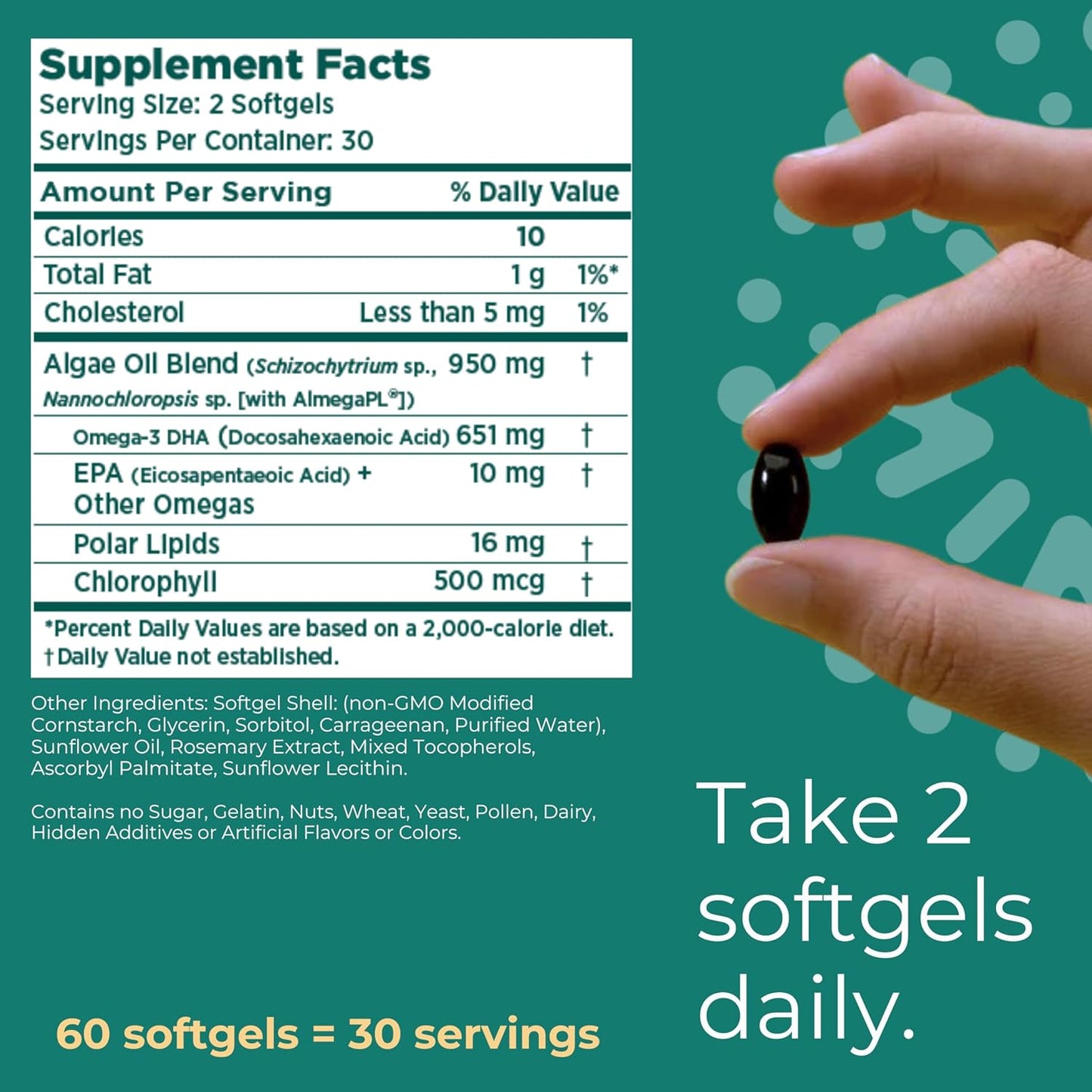Plant-Based Vegan Algae Omega-3 Softgels for Exercise Recovery - 60 Count