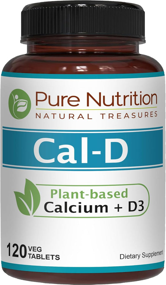 Plant-Based Vegan Calcium Supplement with Vitamin D3, K2, and Magnesium - 120 Tabs of Algae Calcium for Strong Bones and Immune Support