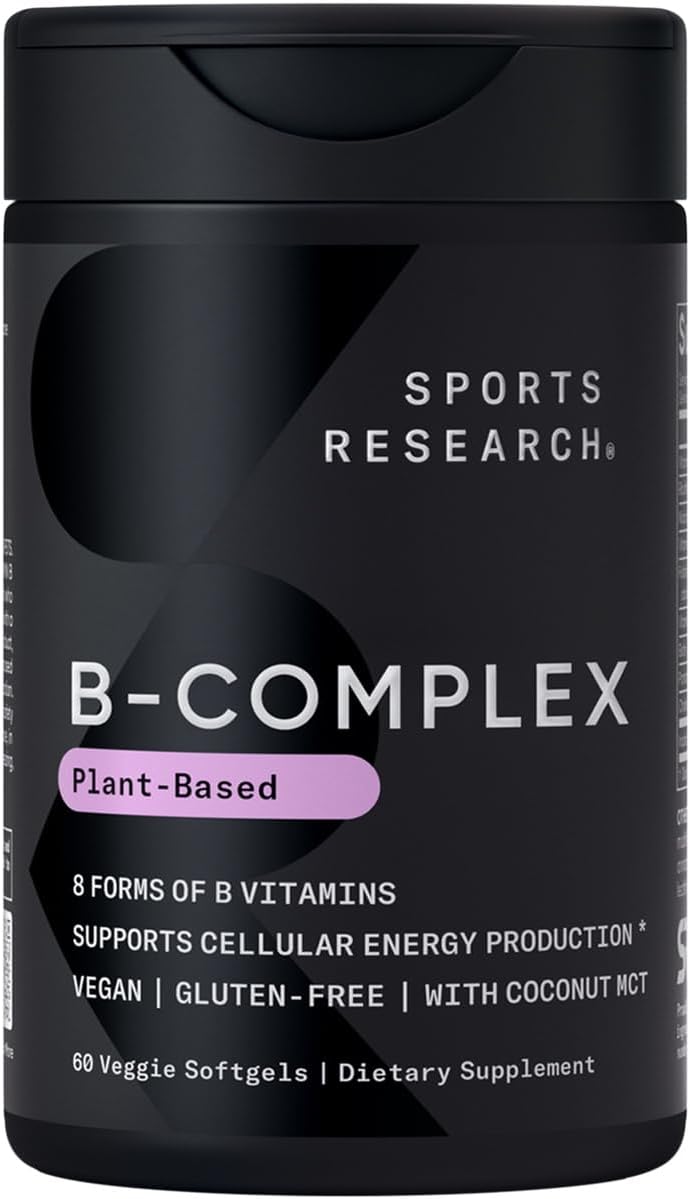 Plant-Based Vegan-Friendly Sports Research Vitamin B-Complex Softgels (60 Count)