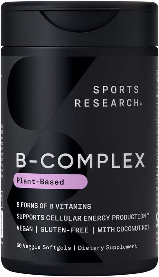 Plant-Based Vegan-Friendly Sports Research Vitamin B-Complex Softgels (60 Count)