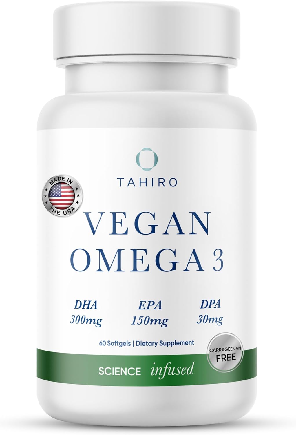 Plant-Based Vegan Omega-3 Softgels with DPA, DHA, EPA - Brain & Joint Support for Men, Women, Pregnant Women - Prenatal Supplement 1000mg