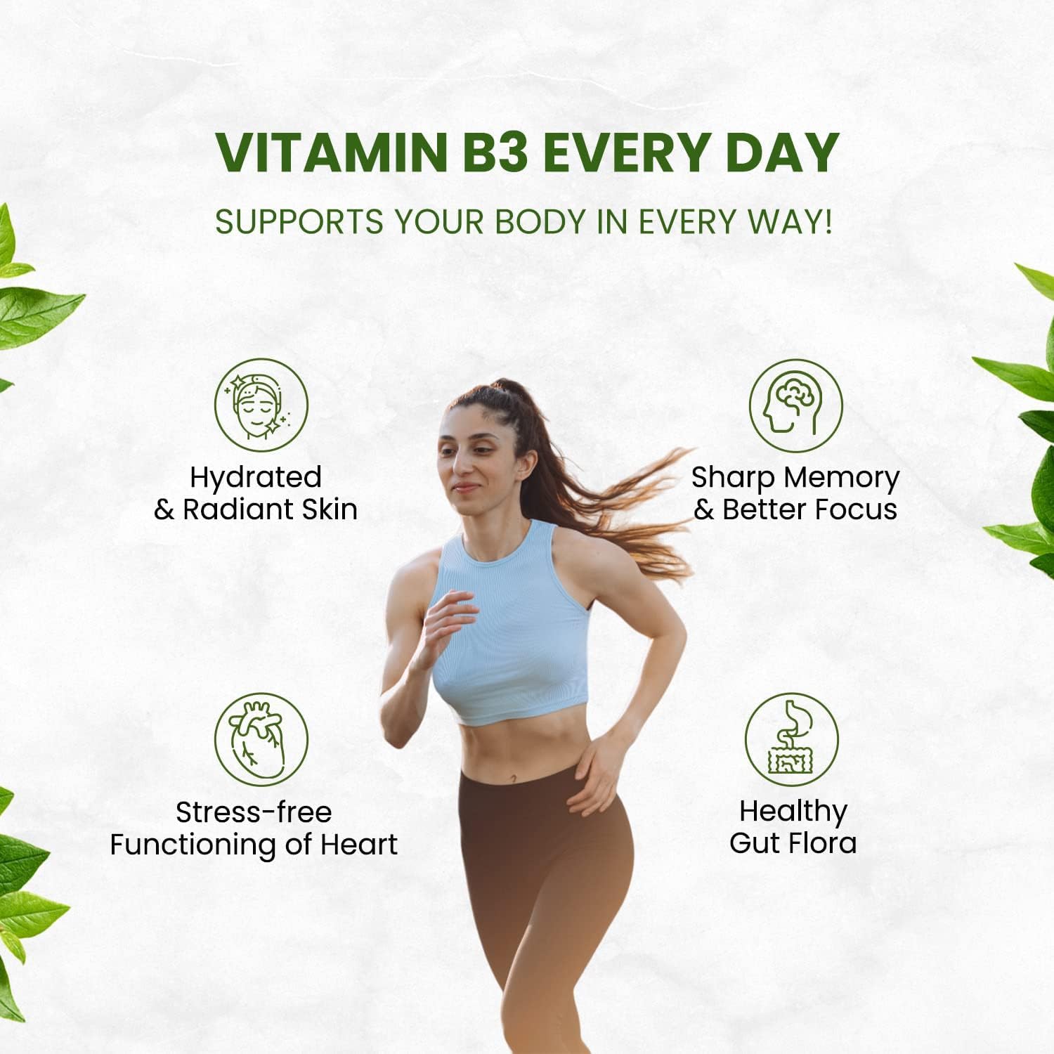Plant-Based Vitamin B3 Supplement | Promotes Skin and Heart Health - 120 Capsules