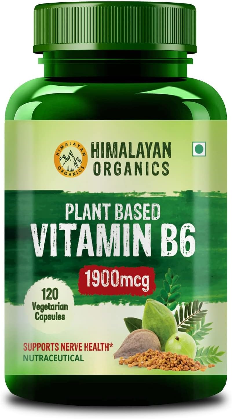 Plant-Based Vitamin B6 Capsules for Immunity & Brain Health - 120 Count