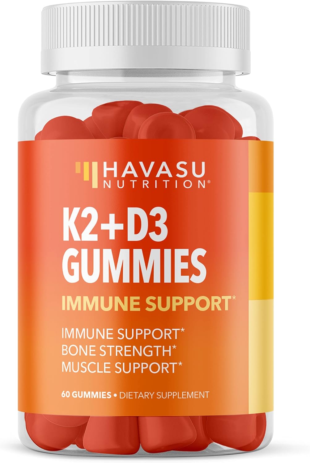 Plant-Based Vitamin D3 K2 Gummies for Bone & Muscle Support - 60 Vegan Raspberry Flavored Gummies