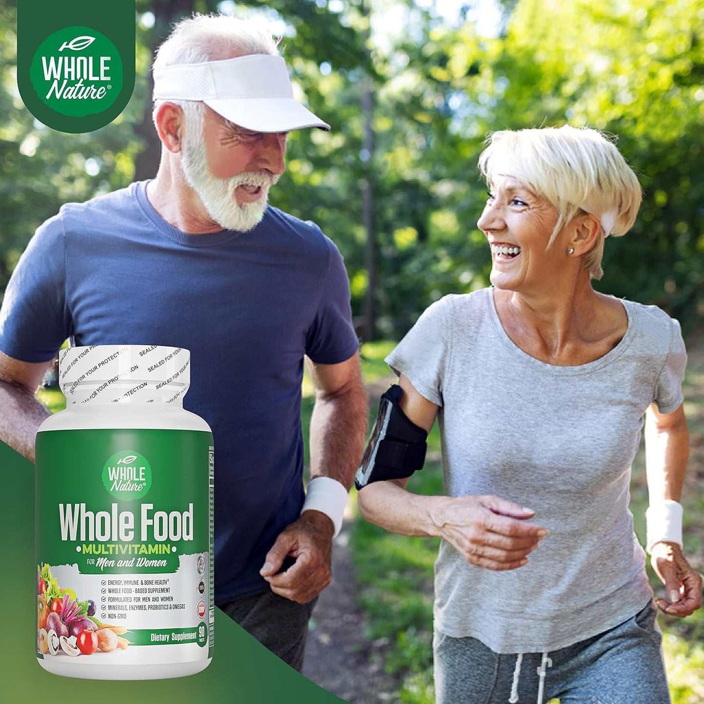 Plant Based Whole Food Multivitamin with Probiotics, Digestive Enzymes, and Omegas - Men and Women (2 Pack) | Whole Nature Superfood Vitamins - Non GMO Gluten Free